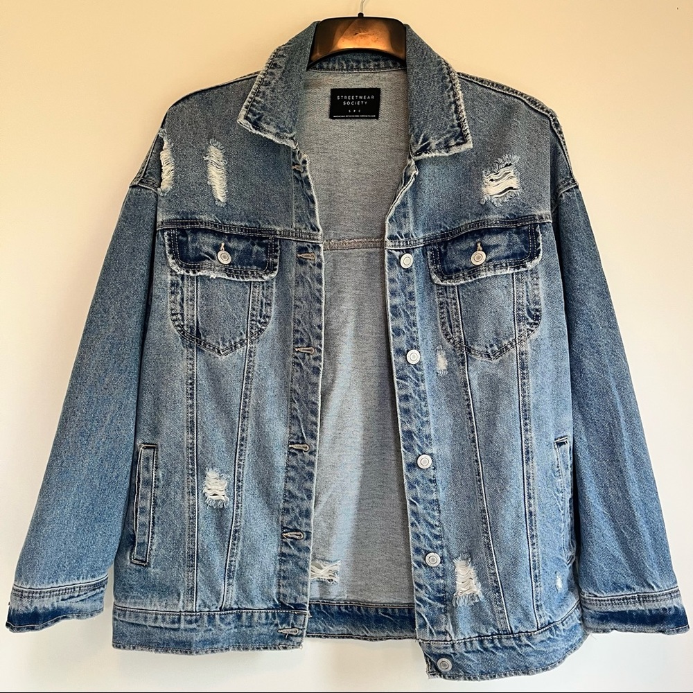 Over Sized Denim Jacket - Medium Blue Street Wear Society